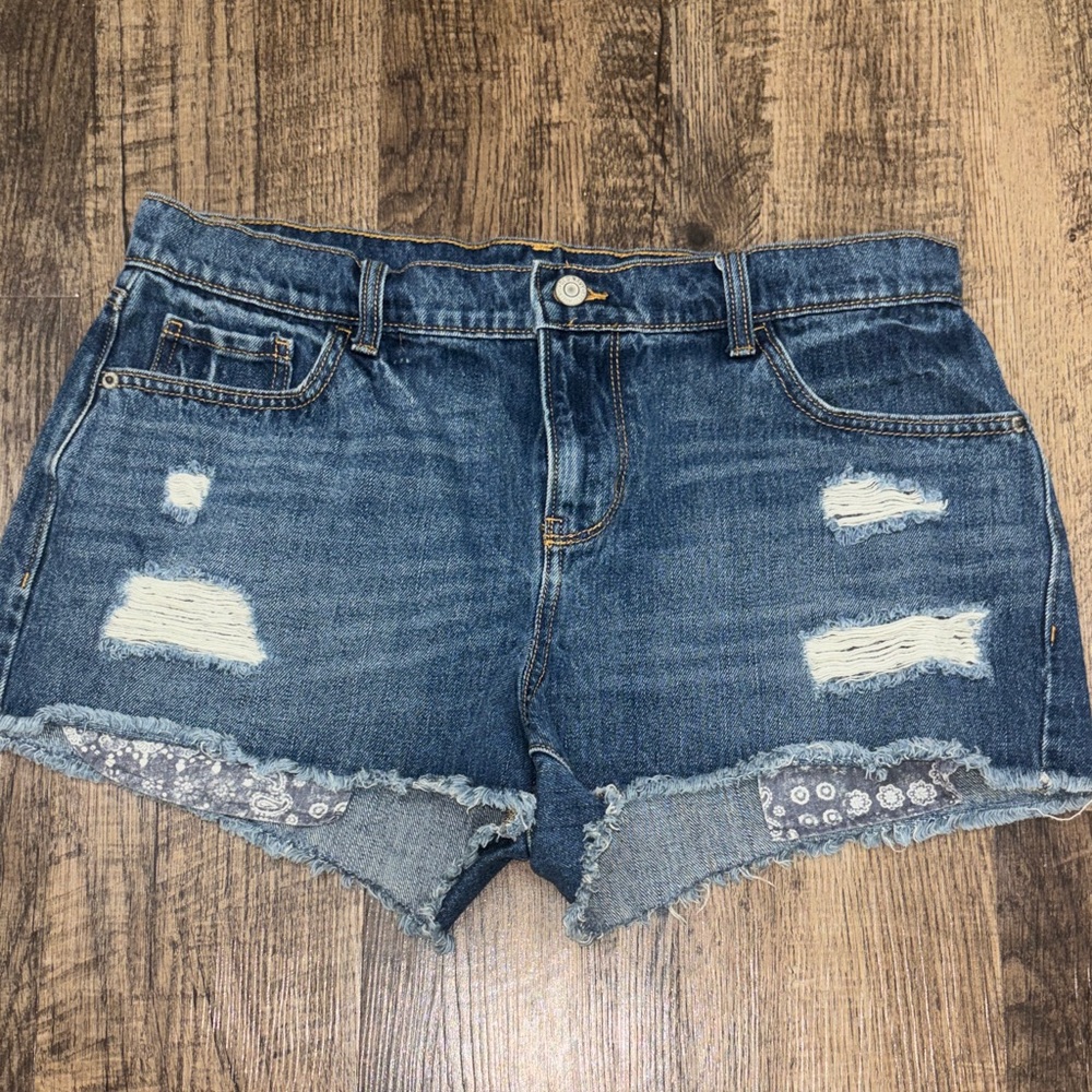 Old Navy Blue Distressed Jean Shorts